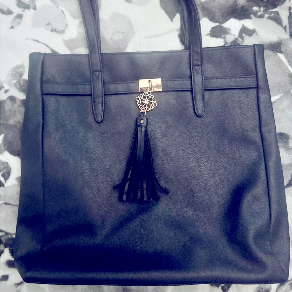 Avon Blue Leather Tote Bag